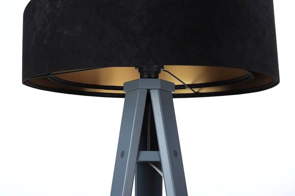 BPS koncept Stojací lampa Galaxy, v.146cm, černo-zlaté stínidlo, 1xE27, ø 50 cm Barva podstavy: Hnědá