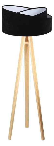 BPS koncept Stojací lampa Galaxy, v.146cm, černo-bílé stínidlo, 1xE27, ø 50 cm Barva podstavy: Hnědá