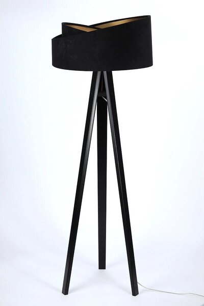 BPS koncept Stojací lampa Galaxy, v.146cm, černo-zlaté stínidlo, 1xE27, ø 50 cm Barva podstavy: Hnědá