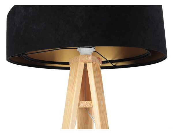 BPS koncept Stojací lampa Galaxy, v.146cm, černo-zlaté stínidlo, 1xE27, ø 50 cm Barva podstavy: Hnědá