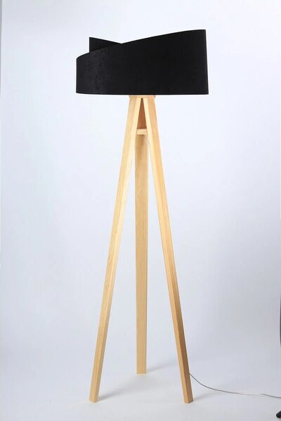 BPS koncept Stojací lampa Galaxy, v.146cm, černo-zlaté stínidlo, 1xE27, ø 50 cm Barva podstavy: Hnědá