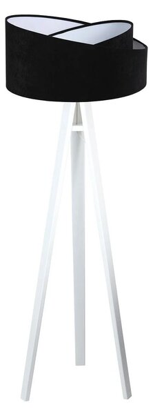 BPS koncept Stojací lampa Galaxy, v.146cm, černo-bílé stínidlo, 1xE27, ø 50 cm Barva podstavy: Hnědá