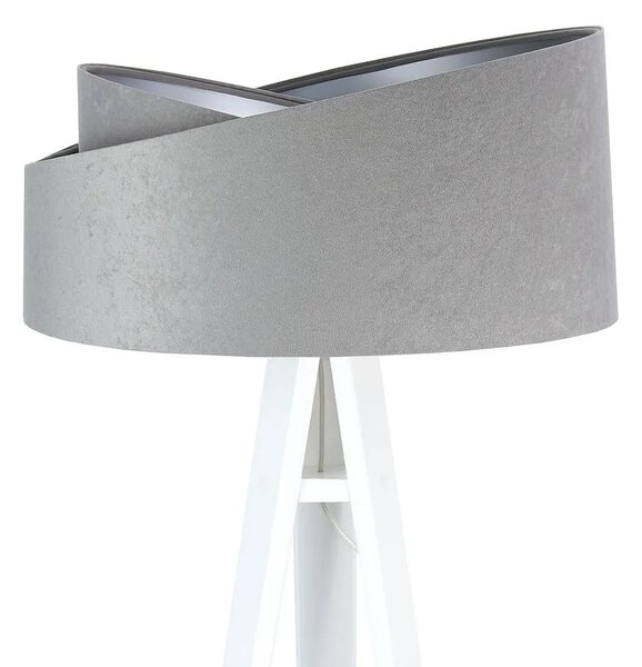BPS koncept Stojací lampa Galaxy, v.146cm, šedo-stříbrné stínidlo, 1xE27, ø 50 cm Barva podstavy: Bílá