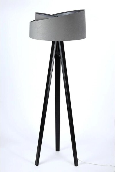 BPS koncept Stojací lampa Galaxy, v.146cm, šedo-stříbrné stínidlo, 1xE27, ø 50 cm Barva podstavy: Bílá