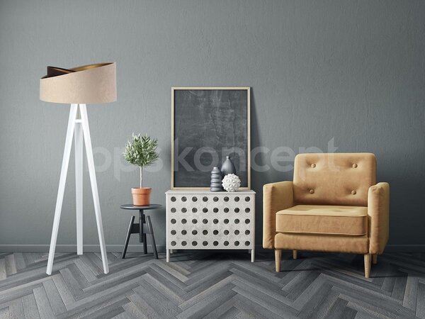 BPS koncept Stojací lampa Galaxy, v.146cm, béžovo-zlaté stínidlo, 1xE27, ø 50 cm Barva podstavy: Šedá