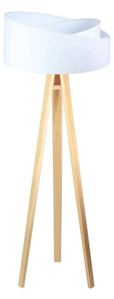 BPS koncept Stojací lampa Galaxy, v.146cm, bílo-bílé stínidlo, 1xE27, ø 50 cm Barva podstavy: Hnědá