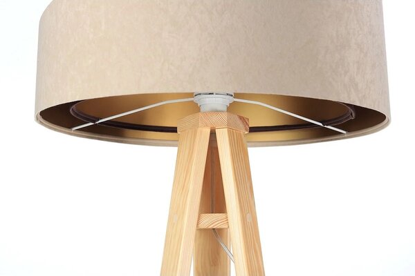 BPS koncept Stojací lampa Galaxy, v.146cm, béžovo-zlaté stínidlo, 1xE27, ø 50 cm Barva podstavy: Šedá