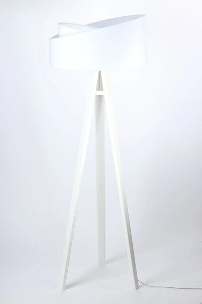 BPS koncept Stojací lampa Galaxy, v.146cm, bílo-bílé stínidlo, 1xE27, ø 50 cm Barva podstavy: Hnědá