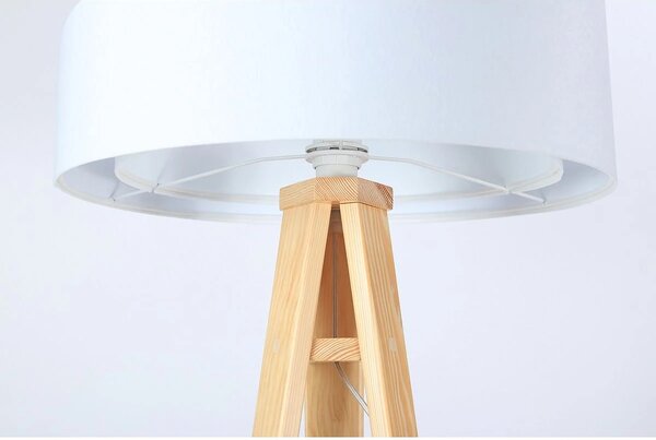 BPS koncept Stojací lampa Galaxy, v.146cm, bílo-bílé stínidlo, 1xE27, ø 50 cm Barva podstavy: Hnědá