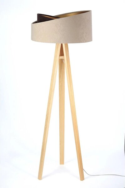 BPS koncept Stojací lampa Galaxy, v.146cm, béžovo-zlaté stínidlo, 1xE27, ø 50 cm Barva podstavy: Šedá