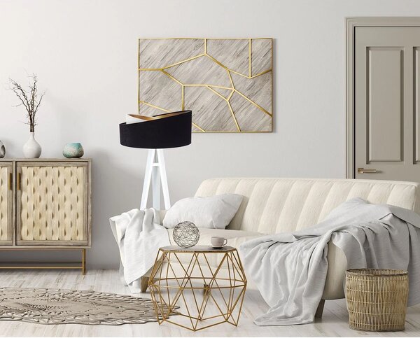 BPS koncept Stojací lampa Galaxy, v.146cm, černo-zlaté stínidlo, 1xE27, ø 50 cm Barva podstavy: Černá