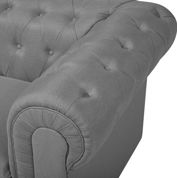 Křeslo CHESTERFIELD Tkanina Světle šedá