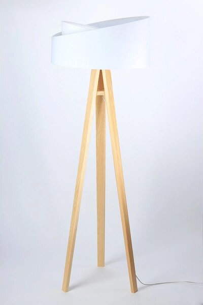 BPS koncept Stojací lampa Galaxy, v.146cm, bílo-bílé stínidlo, 1xE27, ø 50 cm Barva podstavy: Hnědá