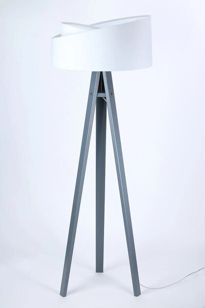 BPS koncept Stojací lampa Galaxy, v.146cm, bílo-bílé stínidlo, 1xE27, ø 50 cm Barva podstavy: Hnědá