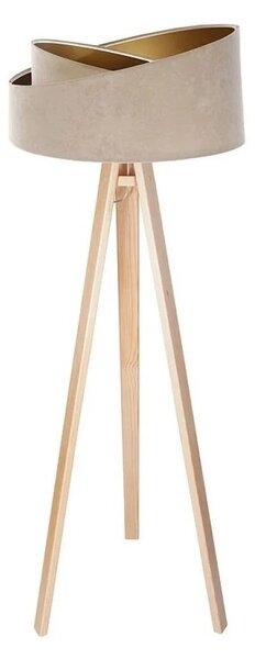 BPS koncept Stojací lampa Galaxy, v.146cm, béžovo-zlaté stínidlo, 1xE27, ø 50 cm Barva podstavy: Hnědá