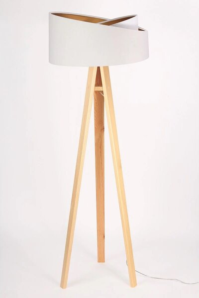 BPS koncept Stojací lampa Galaxy, v.146cm, bílo-zlaté stínidlo, 1xE27, ø 50 cm Barva podstavy: Hnědá