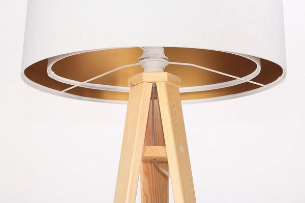 BPS koncept Stojací lampa Galaxy, v.146cm, bílo-zlaté stínidlo, 1xE27, ø 50 cm Barva podstavy: Hnědá