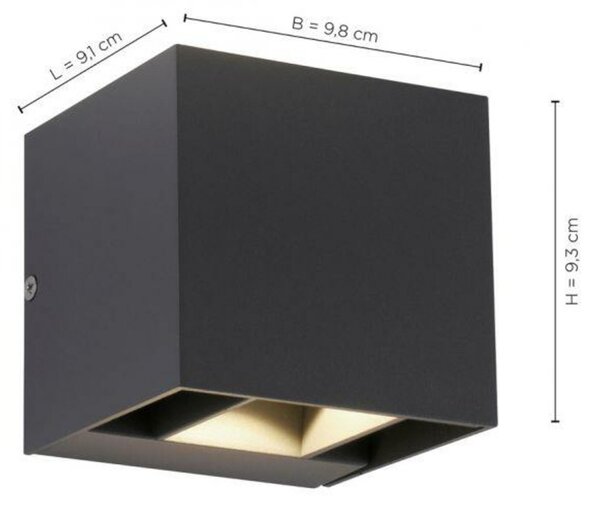 PAUL NEUHAUS LED nástěnné svítidlo, antracit, IP54, teplá bílá, 3000 K, nastavitelný úhel svícení MEDION 3000K