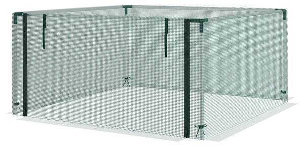 Outsunny Zahradní síť 1,25 x 1,25 m, Stan na ochranu rostlin se zipem, Ochranná síť proti hmyzu, Zelená síť na zeleninu odolná vůči větru, Ochranná sí