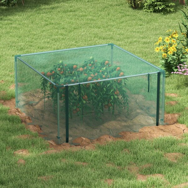 Outsunny Zahradní síť 1,25 x 1,25 m, Stan na ochranu rostlin se zipem, Ochranná síť proti hmyzu, Zelená síť na zeleninu odolná vůči větru, Ochranná sí