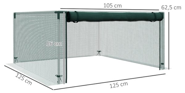 Outsunny Zahradní síť 1,25 x 1,25 m, Stan na ochranu rostlin se zipem, Ochranná síť proti hmyzu, Zelená síť na zeleninu odolná vůči větru, Ochranná sí