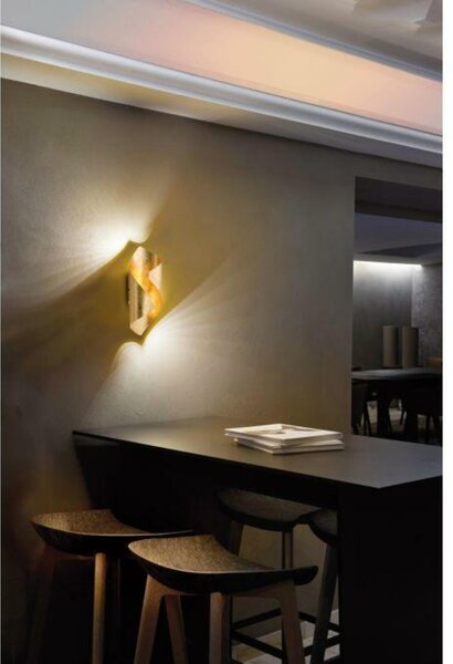 PAUL NEUHAUS LED nástěnné svítidlo, imitace plátkového zlata, nerez ocel, design 3000K PN 9030-12