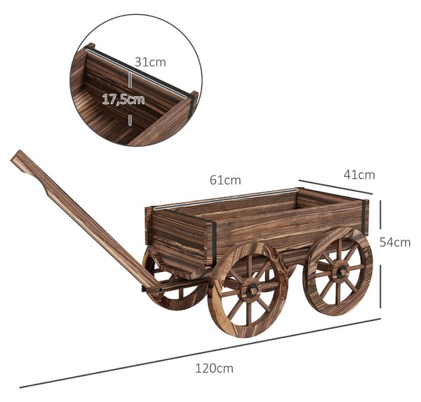 Květinový box Outsunny v designu vozíku, rostlinný vozík s rukojetí, květinový box, stojan na květiny do zahrady, na terasu, nosnost až 30 kg, antraci
