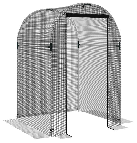 Outsunny Ochranná síť proti hmyzu 1,2 x 1,2 m s dveřmi, stan na ochranu rostlin, síť proti škůdcům se železnou konstrukcí, pro zahradu, balkon, HDPE