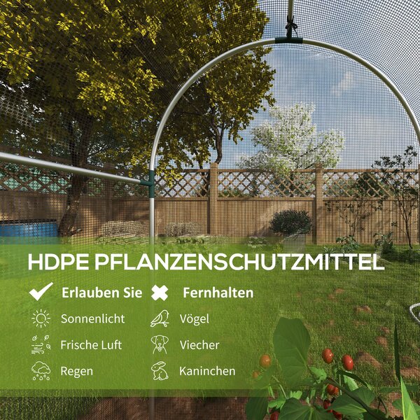 Outsunny Ochranná síť proti hmyzu 1,2 x 1,2 m s dveřmi, stan na ochranu rostlin, síť proti škůdcům se železnou konstrukcí, pro zahradu, balkon, HDPE