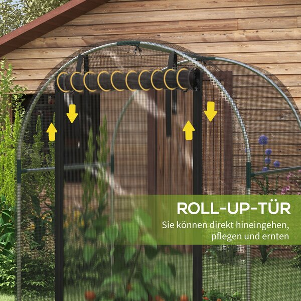 Outsunny Ochranná síť proti hmyzu 1,2 x 1,2 m s dveřmi, stan na ochranu rostlin, síť proti škůdcům se železnou konstrukcí, pro zahradu, balkon, HDPE