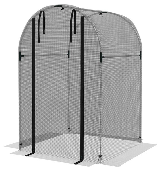Outsunny Ochranná síť proti hmyzu 1,2 x 1,2 m s dveřmi, stan na ochranu rostlin, síť proti škůdcům se železnou konstrukcí, pro zahradu, balkon, HDPE