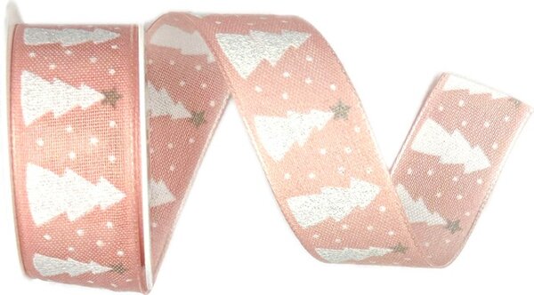 Stuha vánoční BLUSH PINK růžová 25mm x 2m (11,-Kč/m)