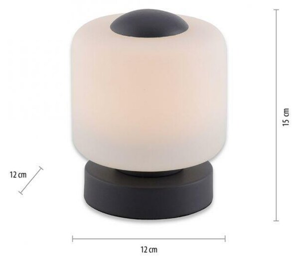 PAUL NEUHAUS LED stolní lampa antracit, kruhová, dotykový stmívač, nadčasový design 3000K