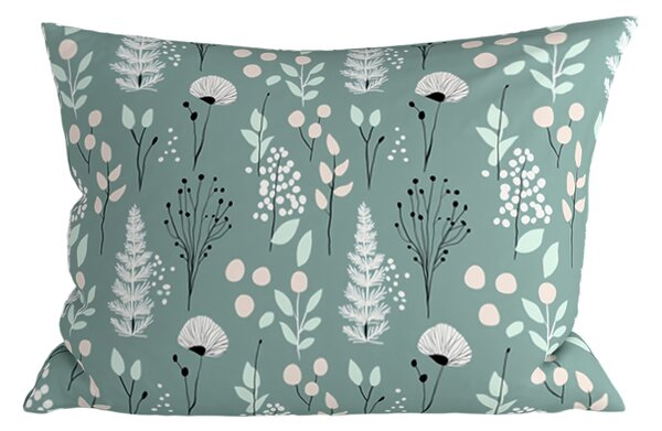 Dekorační povlak na polštář WILD FLOWERS 50x70 cm, mentolový