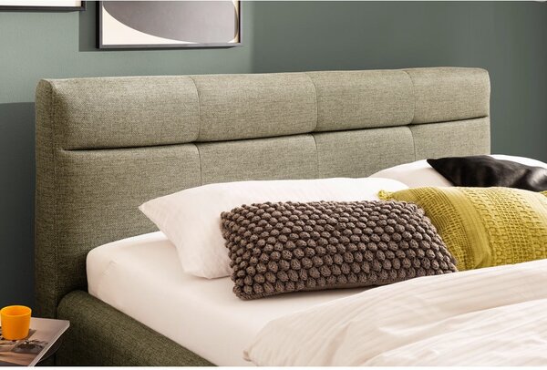 Zelená čalouněná dvoulůžková postel s úložným prostorem s roštem 180x200 cm Lotte – Meise Möbel