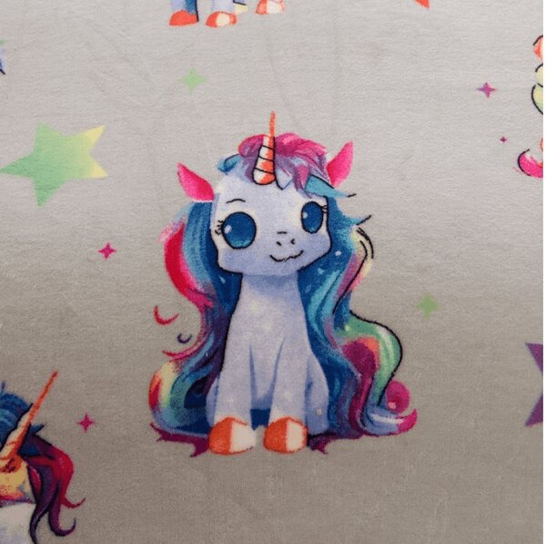 Mikroplyšové povlečení CUTE UNICORN šedé Rozměr povlečení: 70 x 80 cm | 140 x 200 cm