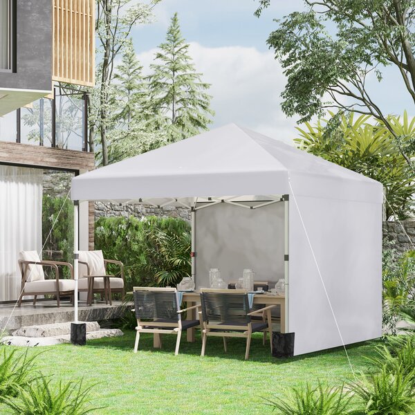 Pavilón Outsunny přibližně 3x3m, voděodolný stabilní zimní pop-up skládací pavilón se 2 bočními stěnami, UV 30+ ochrana, skládací párty stan zahradní