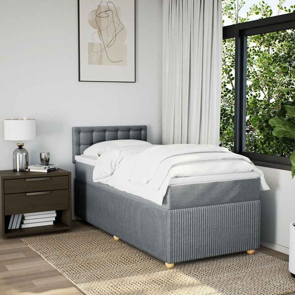 Box spring postel s matrací světle šedá 90x190 cm textil 3287325
