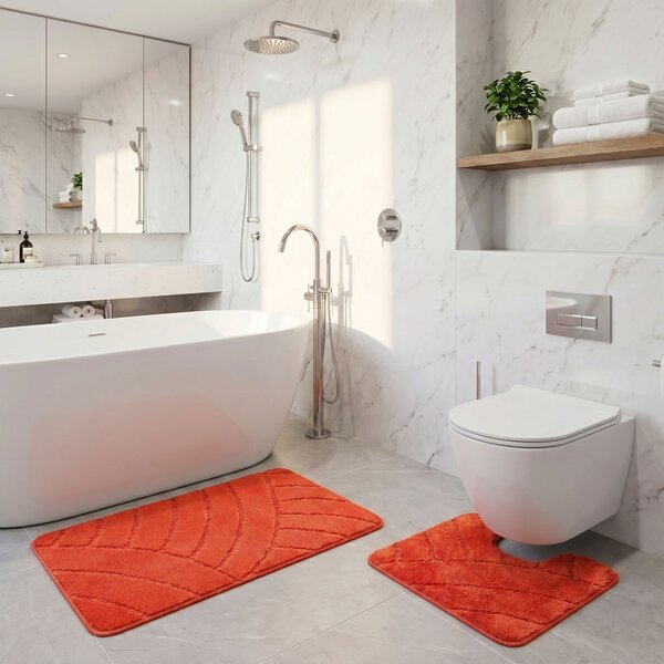Kvalitex Koupelnová a WC předložka dráhy oranžové SADA 60 x 100 cm + 60 x 50 cm