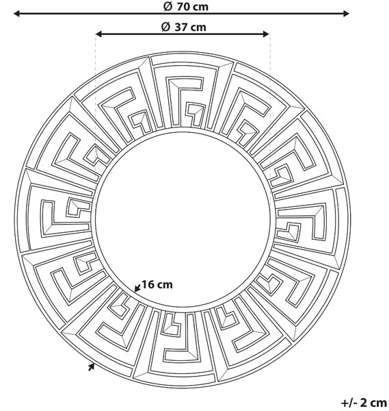 Zrcadlo FLERS 70 cm 70 cm Kov Zlatá