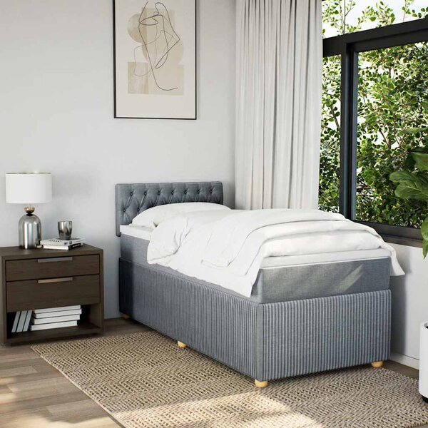 Box spring postel s matrací světle šedá 90x190 cm textil 3287318