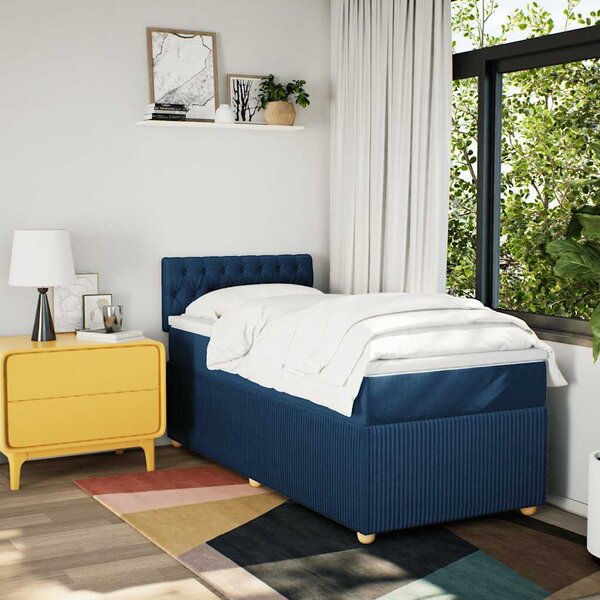 Box spring postel s matrací modrá 90x190 cm textil 3287324