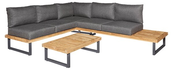 Sunfun Zoe Set lounge nábytku, 3 ks, ocel, dřevo, šedý
