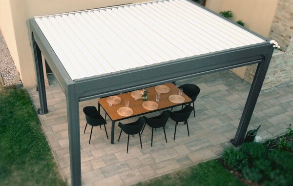 Bioklimatická pergola NOELA PREMIUM 3x4m antracit Barva lamel: Bílá