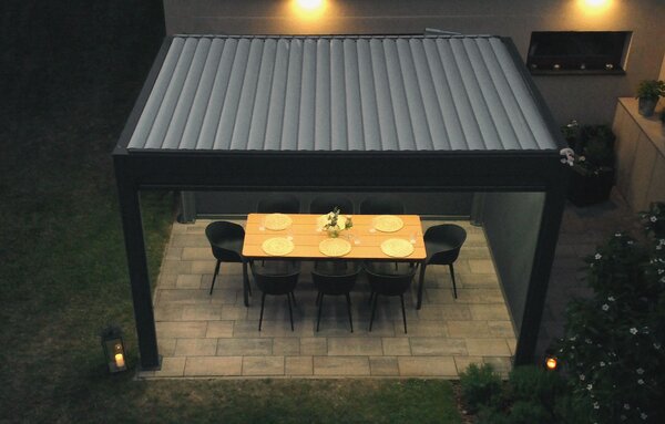 Bioklimatická pergola NOELA PREMIUM 3x4m antracit Barva lamel: Bílá