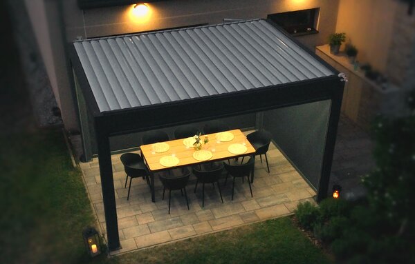 Bioklimatická pergola NOELA PREMIUM 3x4m antracit Barva lamel: Bílá