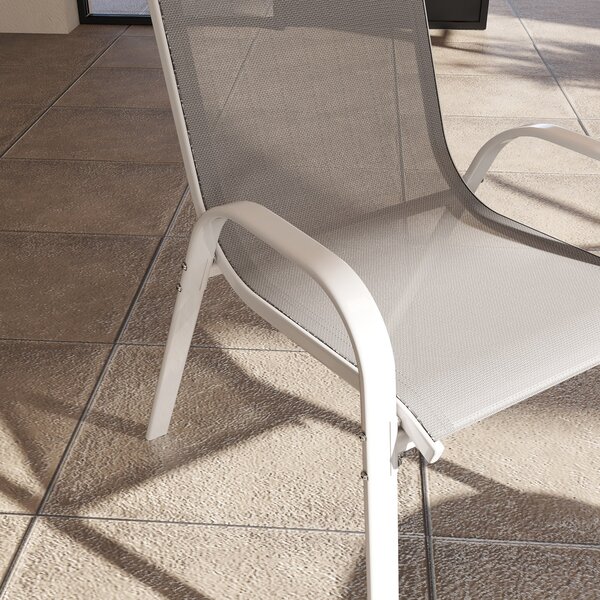 Outsunny Set 4 Klasických Zahradních Křesel - Stohovatelná Židle do Zahrady s Dýchacím Textilním Potahem, Ocelový Rám, Područky a Opěrka 54x71x93 cm Š