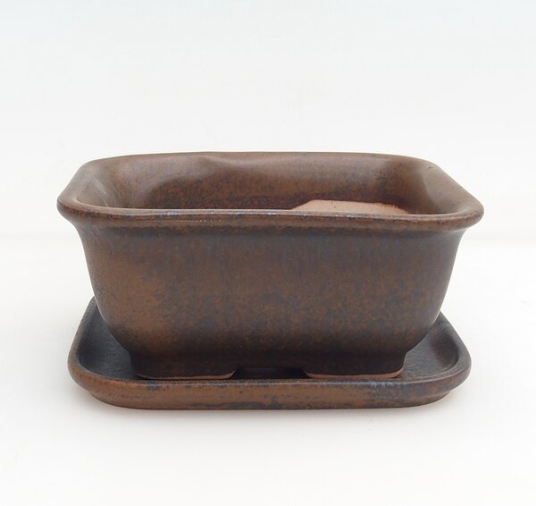E-bonsai Bonsai miska + podmiska H38 - 12 x 10,5 x 5 cm. - hnědá