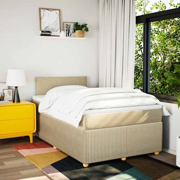 Box spring postel s matrací krémová 120x190 cm textil 3287393
