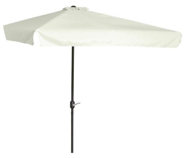 Obdélníkový slunečník Outsunny 230x130x249 cm s bočním upevněním a kličkou, UV ochrana, voděodolný slunečník pro balkon, terasu a zahradu, krémový | A